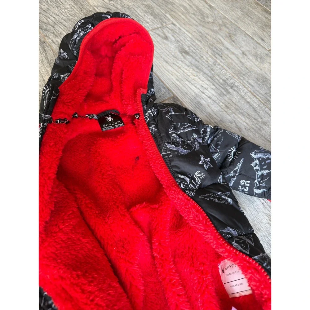 Spyder Snowsuit 9 - 12 Months Doodle Print Bunting 12M Boys Baby Hooded Sherpa